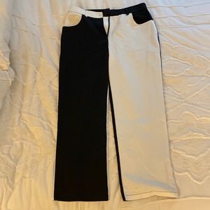 High Waist Two Tone Straight Leg Pants